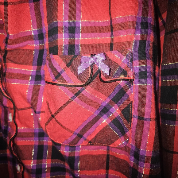 Victoria's Secret Red and Black Plaid Shirt - Picture 4 of 5